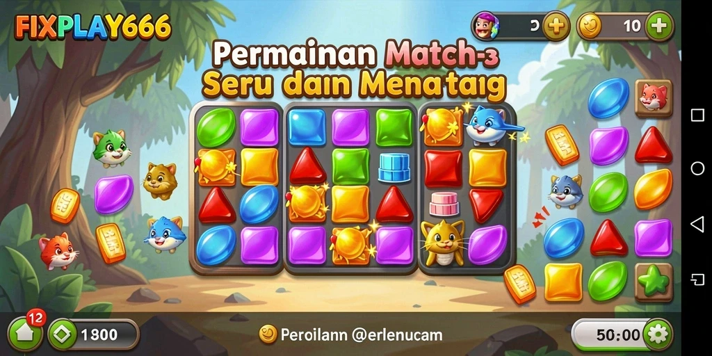 Screenshot dari gameplay FIXPLAY666 menunjukkan aksi mencocokkan item yang seru.