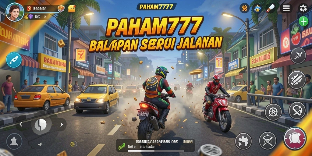 Tampilan gameplay PAHAM777 yang menegangkan di lintasan balap.
