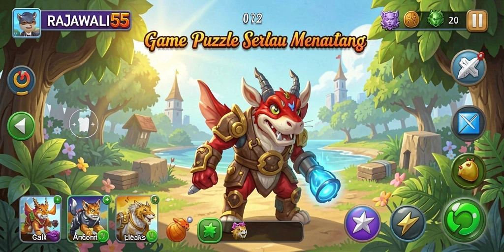 Tangkapan layar gameplay menampilkan level menantang dalam RAJAWALI55.